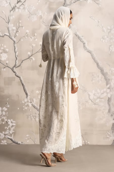 Kaveri Dandelion Laces Bed Of Roses Linen Dress 