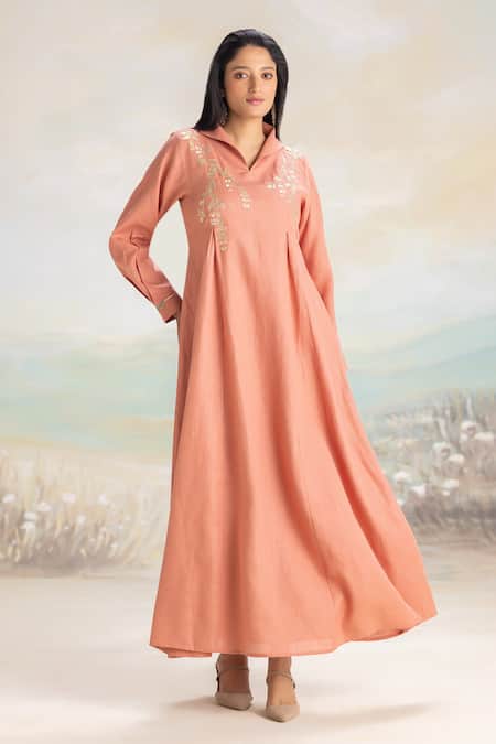 Kaveri Golden Leaf Jalabiya Dress 