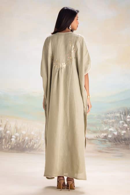 Kaveri Leaf Placement Embroidered Kaftan