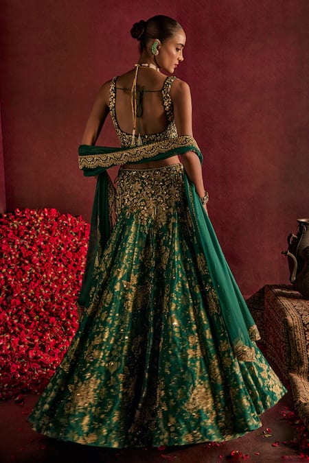 Prevasu Floral Brocade & Embroidered Bridal Lehenga Set