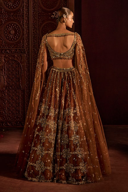 Prevasu Mocha Goddess Embroidered Skirt & Blouse Set 