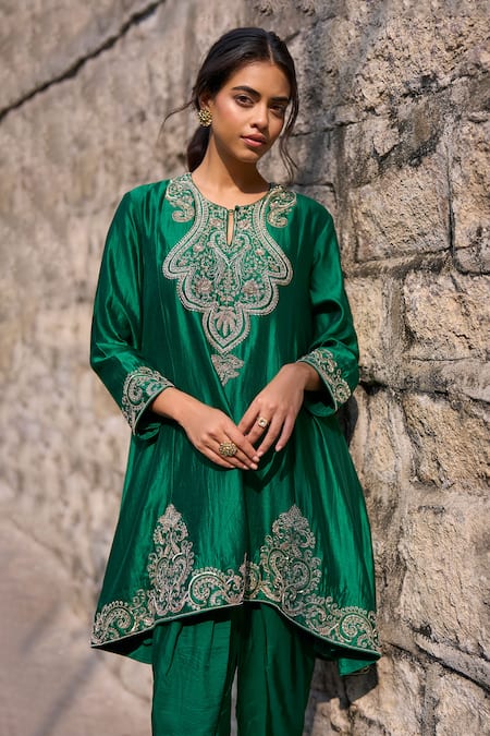 Jayanti Reddy Reva Silk Tunic & Dhoti Pant Set 