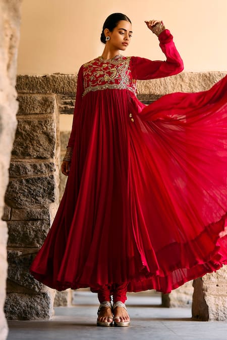 Jayanti Reddy Phalgun Zardosi Chiffon Anarkali & Churidar Set 