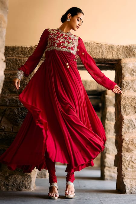 Jayanti Reddy Phalgun Zardosi Chiffon Anarkali & Churidar Set 