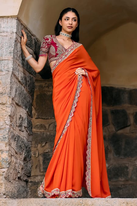 Jayanti Reddy Nma Embroidered Border Saree & Blouse Set 