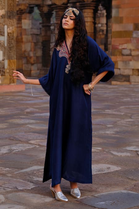 Jayanti Reddy Nila Zardosi Silk Kaftan 