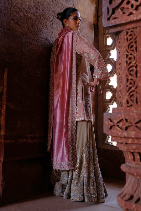 Jayanti Reddy Misha Embroidered Silk Kurta Set 