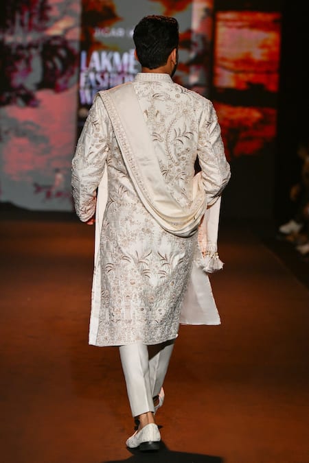 Jigar & Nikita The Kingdom Thread Siam Embroidered Sherwani Set 