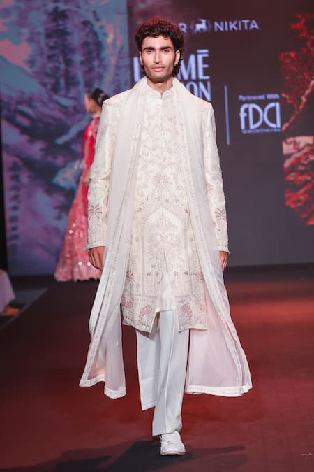 Jigar & Nikita Paris Handwork Embroidered Sherwani Set 