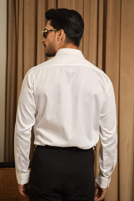 Buy_Runit Gupta_Ivory Vegan Silk Embroidery Shirt 