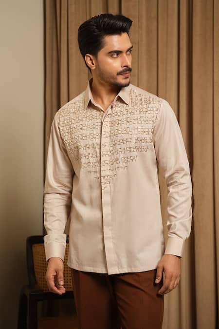 Runit Gupta Sand Maze Embroidered Vegan Silk Shirt 