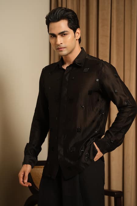 Runit Gupta Chanderi Silk Embellished Shirt 