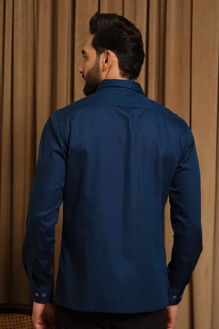 Runit Gupta Arrow Embroidered Blue Shirt 