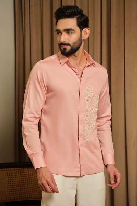 Runit Gupta Peach Puzzle Party Shirt