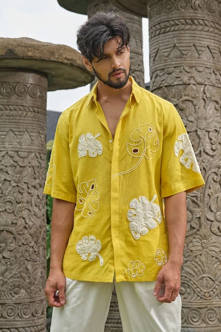 Runit Gupta Monstera Applique Shirt 