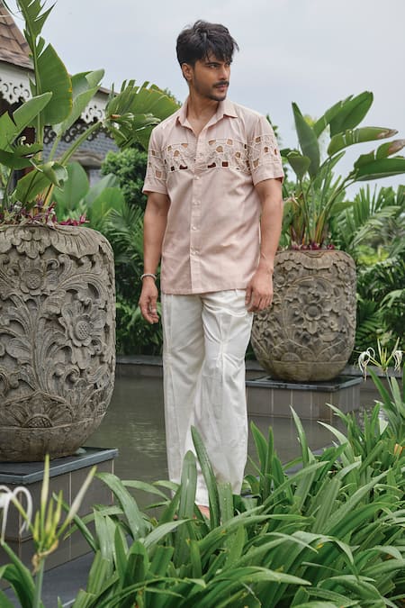 Buy Runit Gupta Pink Cotton, Linen Cut Work Blush Shirt Online at Aza Fashions Buy_Runit Gupta_Pink Cotton, Linen Cut Work Blush Shirt _Online_at_Aza_Fashions