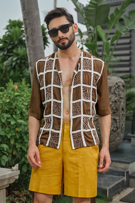 Runit Gupta Cocoa Dori Tencel Shirt 