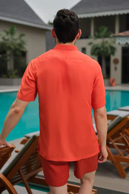 Runit Gupta Coral Embroidered Shirt 