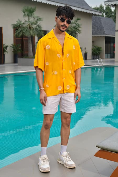 Runit Gupta Lemon Embroidered Shirt 