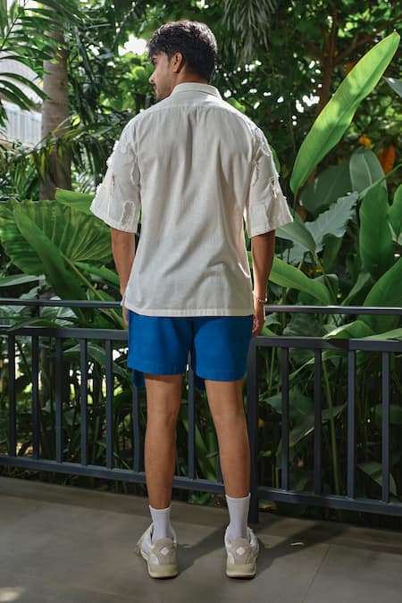 Runit Gupta Linen Fringes Cut Work Shirt 