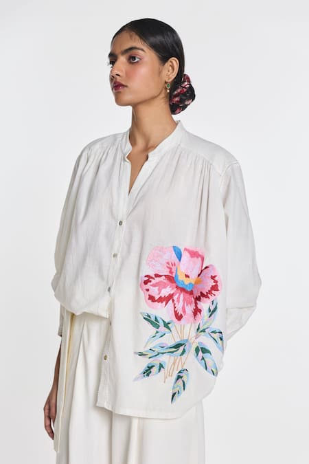 Payal Pratap Clover Embroidered Shirt 