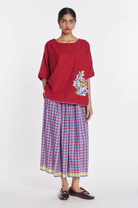 Payal Pratap Azurea Elasticated Checkered Skirt 