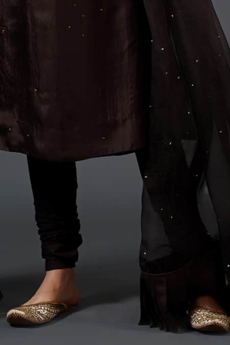 Samant Chauhan Brown Silk Embroidery, Sequins Ornate Threadwork Kurta Set Online at Aza Fashions Samant Chauhan_Brown Silk Embroidery, Sequins Ornate Threadwork Kurta Set _Online_at_Aza_Fashions