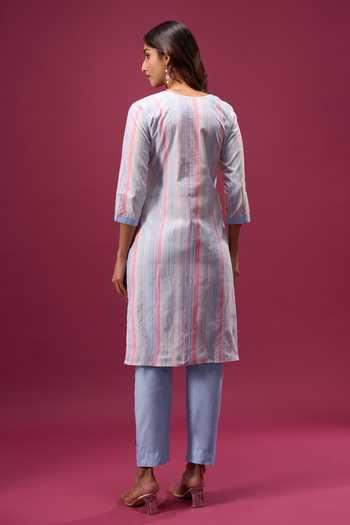 Khwaab By Sanjana Lakhani Striped Cotton Kurta & Pant Set 