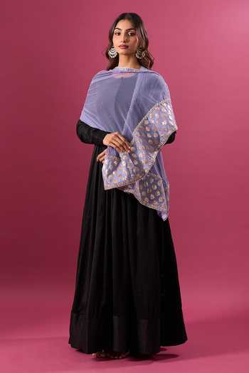 Buy Khwaab By Sanjana Lakhani Grey Chanderi Cotton Zari Dupatta Online at Aza Fashions Buy_Khwaab By Sanjana Lakhani_Grey Chanderi Cotton Zari Dupatta _Online_at_Aza_Fashions