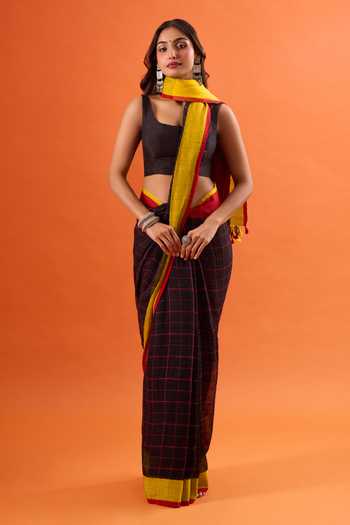 Buy Khwaab By Sanjana Lakhani Multi Color Net Chequered Pattern Saree Online at Aza Fashions Buy_Khwaab By Sanjana Lakhani_Multi Color Net Chequered Pattern Saree _Online_at_Aza_Fashions