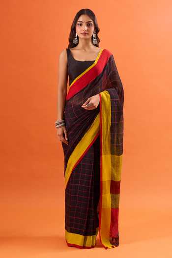 Khwaab By Sanjana Lakhani Multi Color Net Chequered Pattern Saree at Aza Fashions Khwaab By Sanjana Lakhani_Multi Color Net Chequered Pattern Saree _at_Aza_Fashions