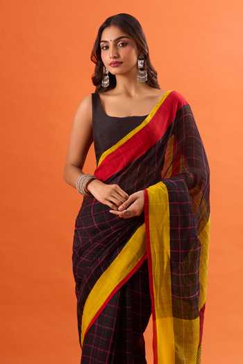 Buy Khwaab By Sanjana Lakhani Multi Color Net Chequered Pattern Saree Buy_Khwaab By Sanjana Lakhani_Multi Color Net Chequered Pattern Saree