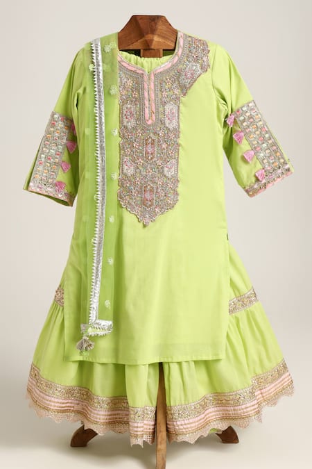 Minime Organics Embroidered Placket Kurta Set 
