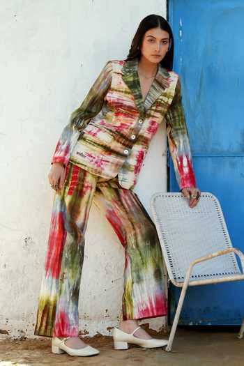 Raasa Multi Color Handloom Cotton Splattered Colours Blazer Online at Aza Fashions Raasa_Multi Color Handloom Cotton Splattered Colours Blazer _Online_at_Aza_Fashions