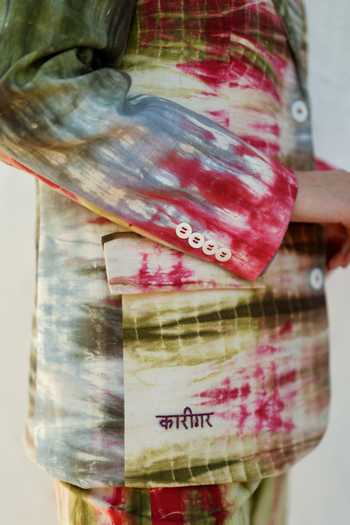 Buy Raasa Multi Color Handloom Cotton Splattered Colours Blazer Online at Aza Fashions Buy_Raasa_Multi Color Handloom Cotton Splattered Colours Blazer _Online_at_Aza_Fashions