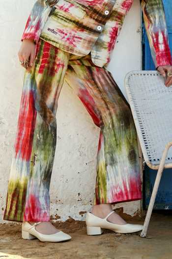 Raasa_Multi Color Handloom Cotton Splattered Colours Trouser _Online_at_Aza_Fashions