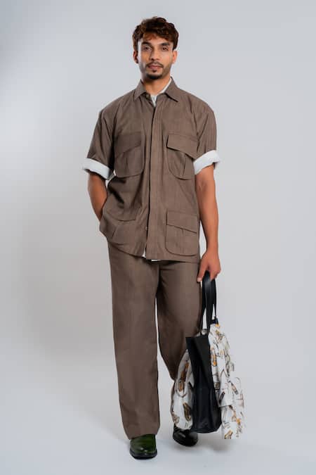 Buy Raasa Brown Handloom Cotton Balanced Form Shirt Online at Aza Fashions Buy_Raasa_Brown Handloom Cotton Balanced Form Shirt _Online_at_Aza_Fashions