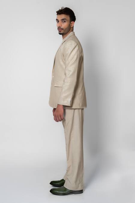 Raasa_Off White Handloom Cotton Blazer _Online_at_Aza_Fashions