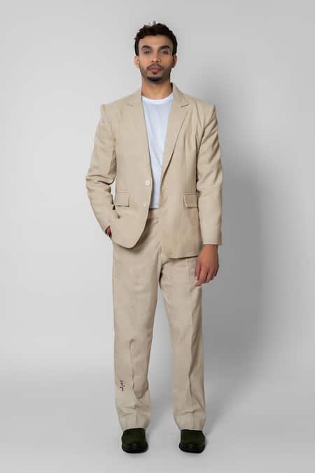 Buy_Raasa_Off White Handloom Cotton Blazer _Online_at_Aza_Fashions