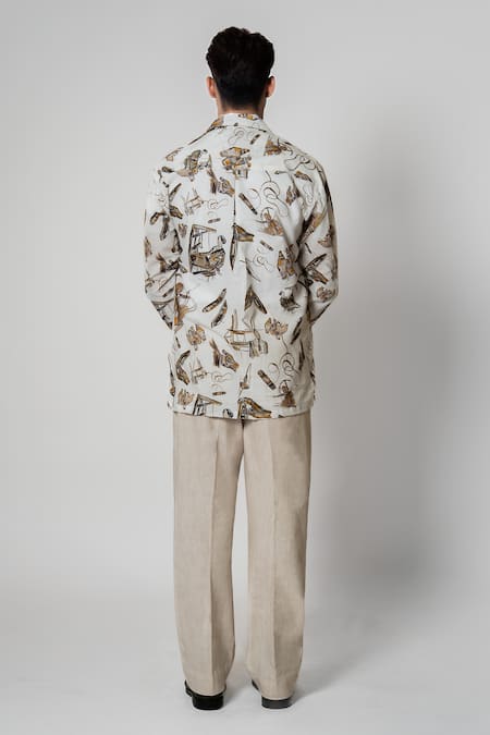 Raasa Canvas Doodle Print Shirt & Trouser Set 