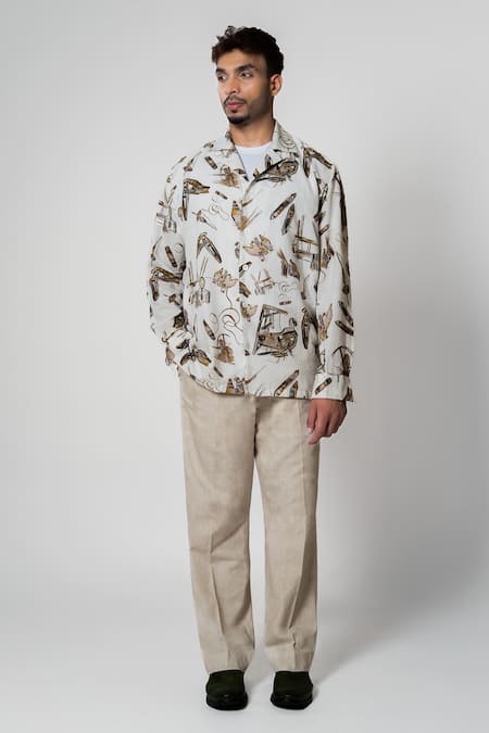 Raasa Canvas Doodle Print Shirt & Trouser Set 