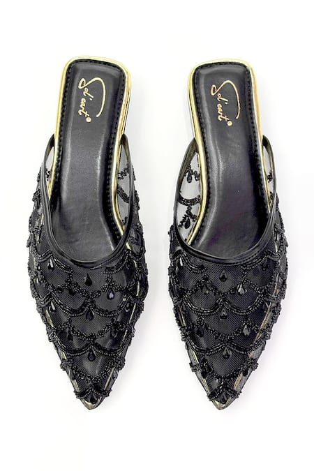 Soleart Masquerade Beadwork Flat Mules 
