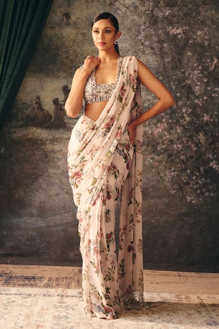 Mani Bhatia Elysia Printed Pre-Draped Saree With Jacket 