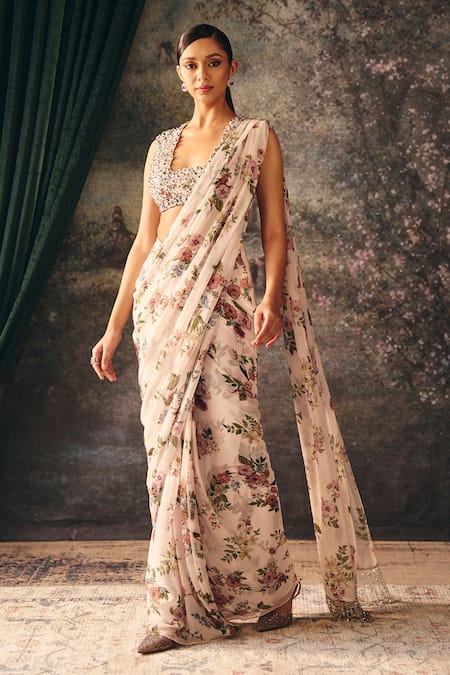 Mani Bhatia Elysia Printed Pre-Draped Saree With Jacket 