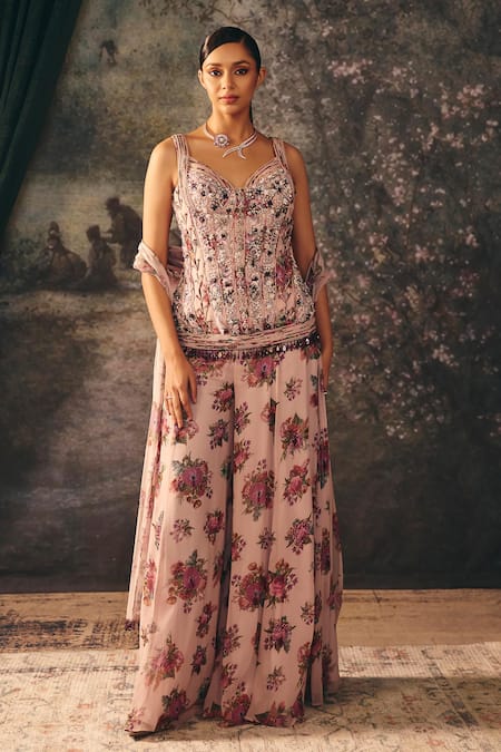 Mani Bhatia Fia Embroidered Corset Sharara Set 