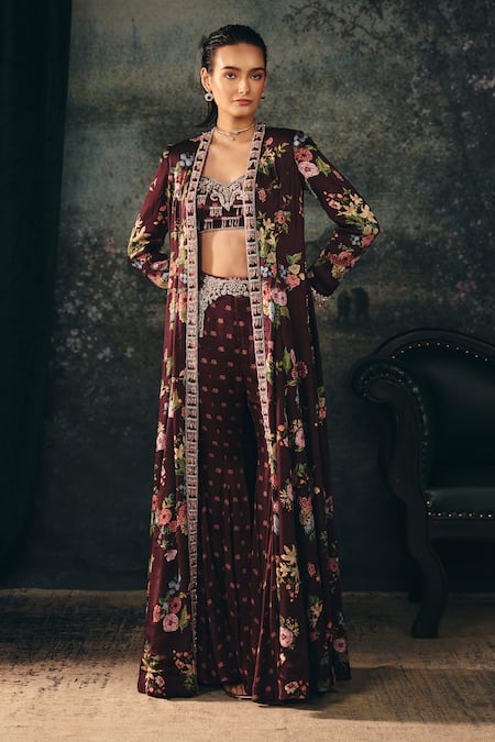 Mani Bhatia Elaris Floral Print Jacket Palazzo Set 