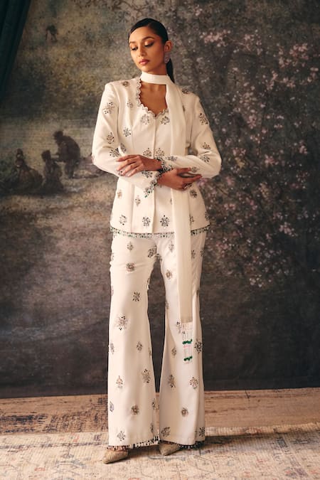 Mani Bhatia Nyssa Floral Embroidered Jacket Palazzo Set 