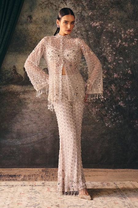 Mani Bhatia Eira Floral Embroidered Jacket Sharara Set 