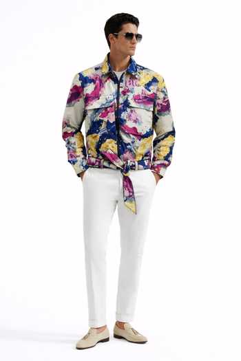 MR. Ajay Kumar_Multi Color , Satin, Lycra Odyssey Boxy Bomber Jacket _Online_at_Aza_Fashions