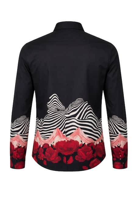 Buy MR. Ajay Kumar Black Cotton Wave Print Shirt Online at Aza Fashions Buy_MR. Ajay Kumar_Black Cotton Wave Print Shirt _Online_at_Aza_Fashions